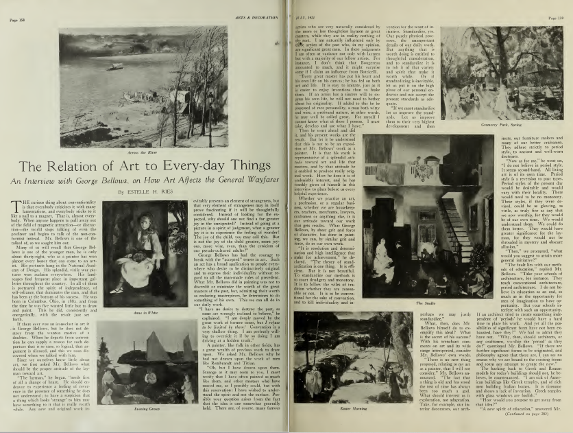 screenshot of a feature page of Art & Decoration 1921